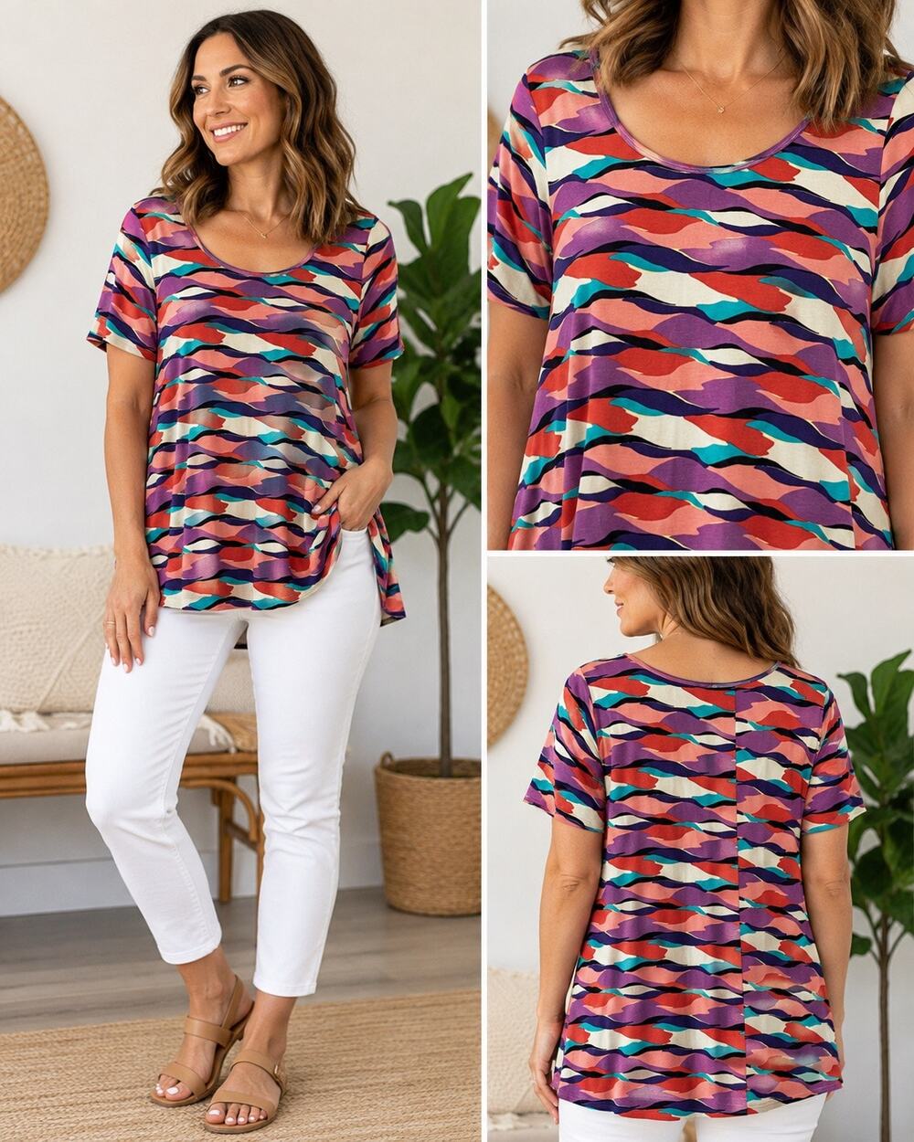 LuLaRoe Perfect T XL NWT Multicolor Abstract Print Swing Tunic Top